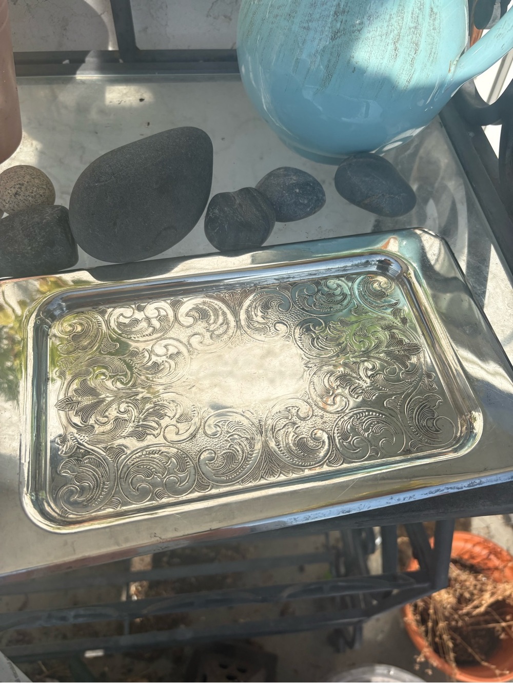 Silver Plated Tray Over Copper